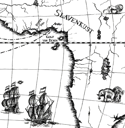 Detail uit de Afrika-kaart in Slavenhaler