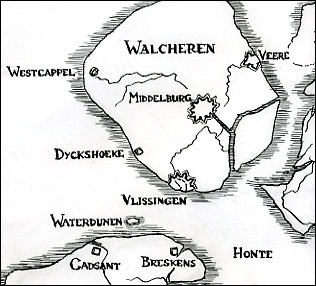 Detail uit de Waterdunen kaart van Peter-Paul Rauwerda