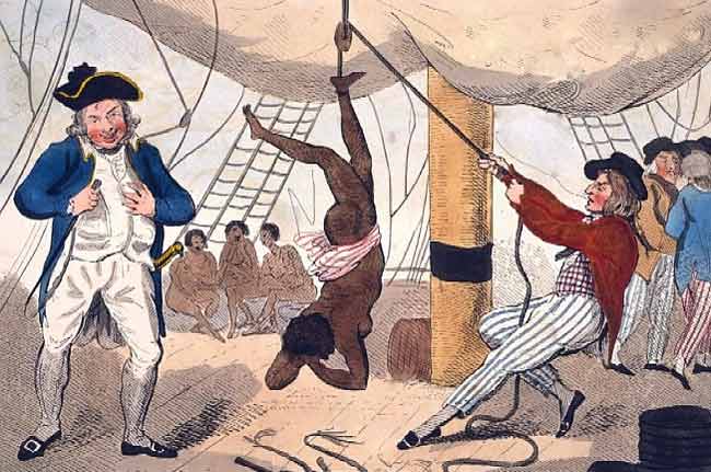 Slavin gestraft aan boord van een slavenhaler